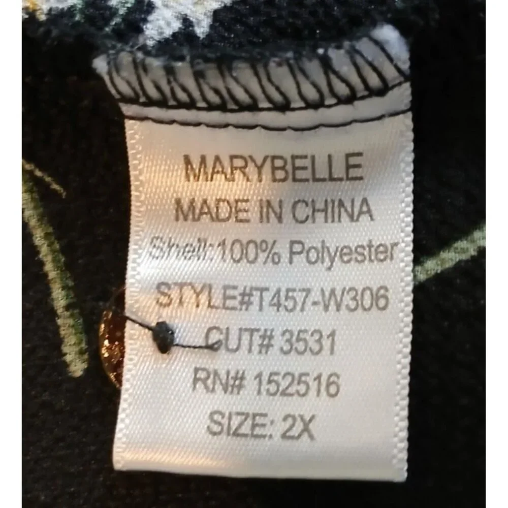 Marybelle Blouse Womens 2X Sheer Black Floral Abalone Button Career Top #D-17 - Picture 5 of 9